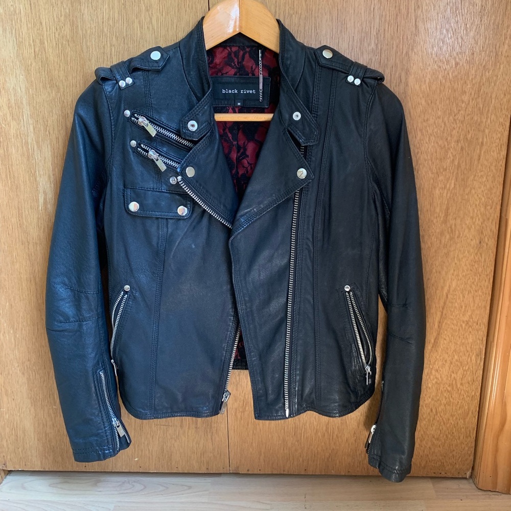 Black Rivet Genuine Leather Jacket